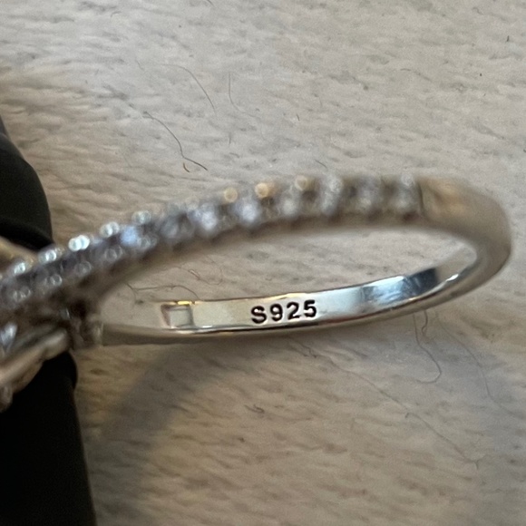 Sterling Silver CZ Ring with Hidden Halo under Center Stone - Picture 4 of 8